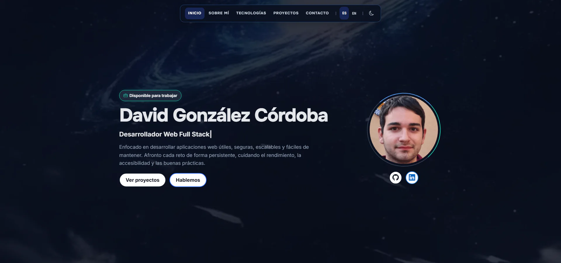 Captura del portfolio de David González Córdoba